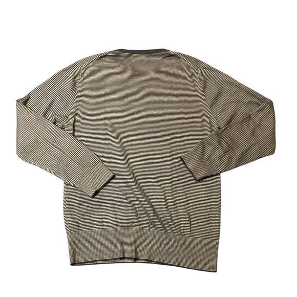 French Connection Mens Striped Knit Long Sleeve Pullover Sweater Gray / Navy Med - Picture 2 of 7